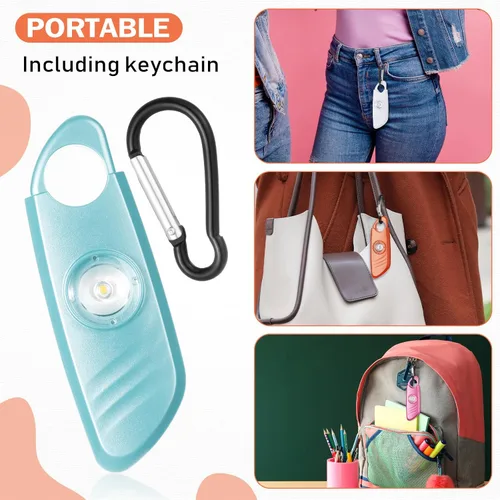 Miniatura 5 de Relaxweex 12 unidades de alarma de seguridad personal para mujeres con luz estroboscópica LED y 12 llaveros de 130 dB de sonido fuerte sirena