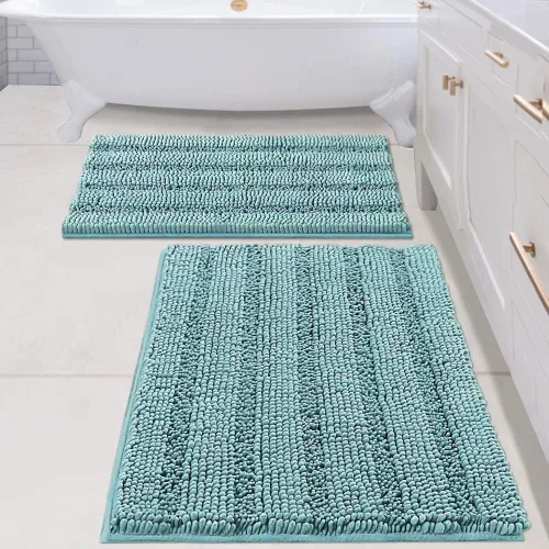 Miniatura 12 de H.VERSAILTEX - Alfombras de baño, juego de 2 piezas, alfombra de contorno para baño, juego de alfombras para inodoro, alfombra antideslizante
