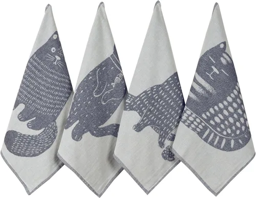 sea me at home Toallas de cocina con temática de gatos, divertidas toallas de cocina para secado de la cocina, 100% algodón, juego de 4 toallas de
