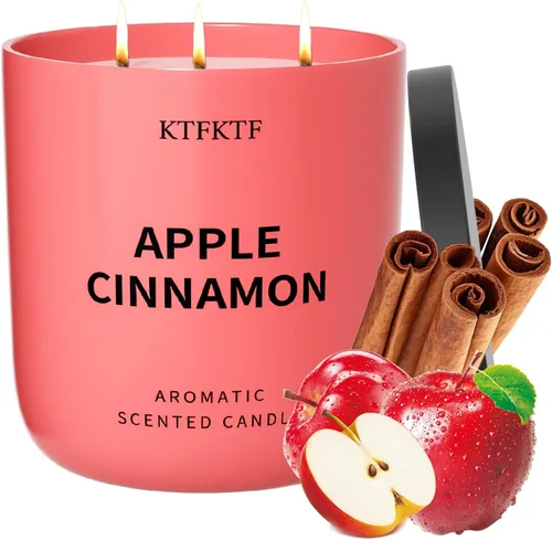 Vela perfumada de manzana y canela para el hogar, 14.1 onzas, 80 horas, velas de aromaterapia de larga duración para aliviar el estrés y la calma,