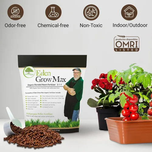 Miniatura 2 de Eden Grow Max Organic Blended Neem Cake Perfecto para jardinería doméstica, frutas, césped y flores, listado OMRI (3 libras)
