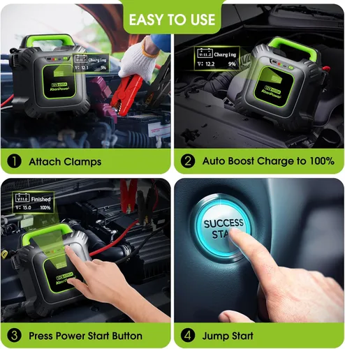 Miniatura 7 de KeenPower Arrancador de batería de supercondensador 6000A [Versión de abrazaderas y pantalla mejoradas] – Sin batería tradicional, alimentado por 6