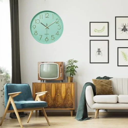 Miniatura 3 de Reloj de pared de 12 pulgadas, silencioso, de cuarzo, funciona con pilas, para el hogar, cocina, oficina, escuela, sala de estar, decoración