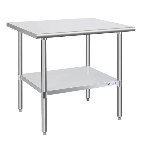 Miniatura 16 de Mesa de acero inoxidable para preparación y trabajo, con ruedas giratorias, mesa resistente, comercial NSF, con estante inferior y protector