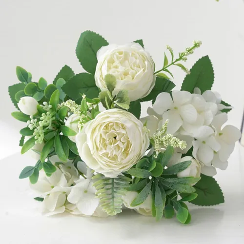Miniatura 8 de Cabilock 1 ramo de flores artificiales para boda, peonía nupcial, ramo decorativo de flores falsas para fiestas en casa y celebraciones románticas