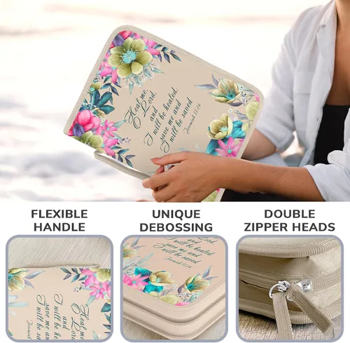 Miniatura 27 de DEHITE Funda para la Biblia para mujer, fundas de tela prémium para la Biblia para niñas, bolsa de transporte para mujer, ranuras para bolígrafos