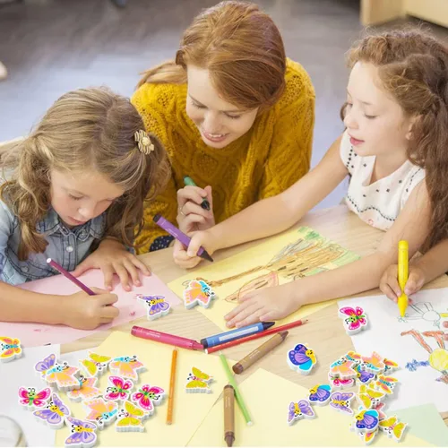 Miniatura 6 de Haooryx Mini borradores de mariposa de primavera para niños, 60 unidades a granel novedosos borradores de mariposa 3D rompecabezas de escritorio