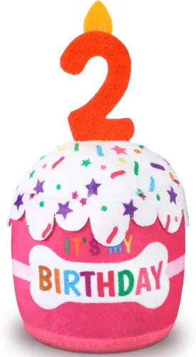 Miniatura 31 de Dansydaisy Accesorios de juguete de pastel de cumpleaños para perros, regalos para niñas y niños, juguete de peluche chirriante para decoración