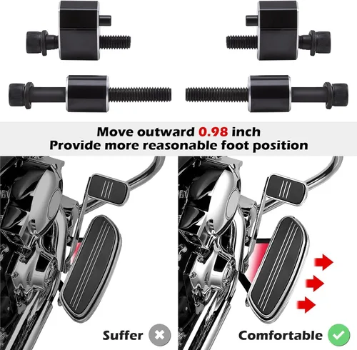 Miniatura 2 de KEMIMOTO Kit de extensores espaciadores para tablero de suelo de 1 pulgada para 2009-2024 2025 Touring Road King Road Glide 2009-2013 FL Trikes