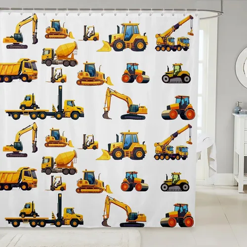 Miniatura 9 de Cortina de baño de tren de dibujos animados, cortina de ducha de tren rojo y azul para niños, juego de cortina de ducha para vehículos para niños
