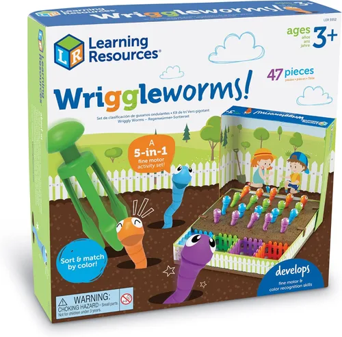 Miniatura 6 de Learning Resources Wriggleworms - Juego de actividades motoras finas – Juguetes sensoriales Montessori, habilidades motoras gruesas