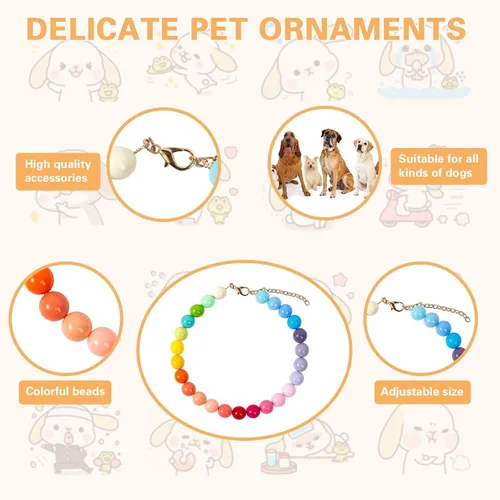 Miniatura 4 de Collar de perlas con cuentas para perro, hecho a mano, collar de perro elegante con campana, joyería para perros pequeños, cachorros (M, rosa crema)