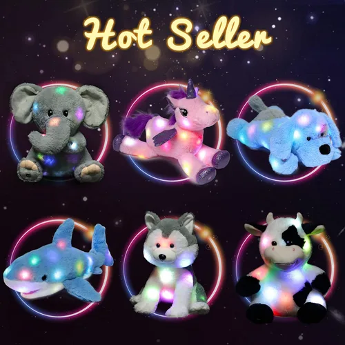 Miniatura 9 de Hopearl Conejo de peluche con luces LED colorido, flexible, con luces de noche que brillan en la oscuridad, para festival, cumpleaños, niños