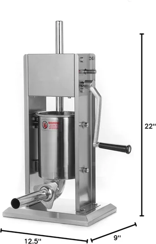 Miniatura 9 de Máquina embutidora de salchichas vertical de acero inoxidable, máquina embutidora de salchichas, plateada, de doble velocidad, fácil de limpiar