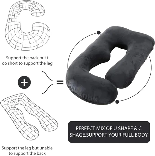 Miniatura 5 de BATTOP Almohadas de embarazo para dormir, almohada de maternidad de cuerpo completo para dormir de lado, soporte para espalda, piernas, vientre