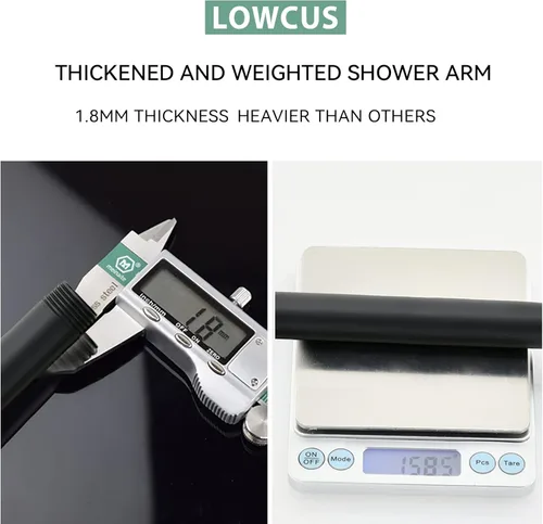 Miniatura 2 de 123815BL Repuesto para Moen de 8 pulgadas, brazo de ducha básico anti-fugas montado en pared/techo con brida y accesorios curvos, hecho de latón