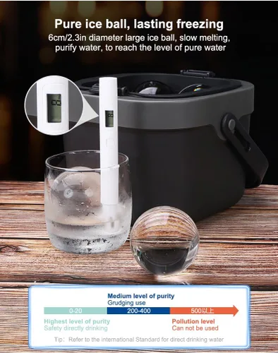 Molde para hacer bolas de hielo cristalinas, 4 bandejas grandes de 2.4 pulgadas para cubitos de hielo transparentes, moldes redondos de silicona 2