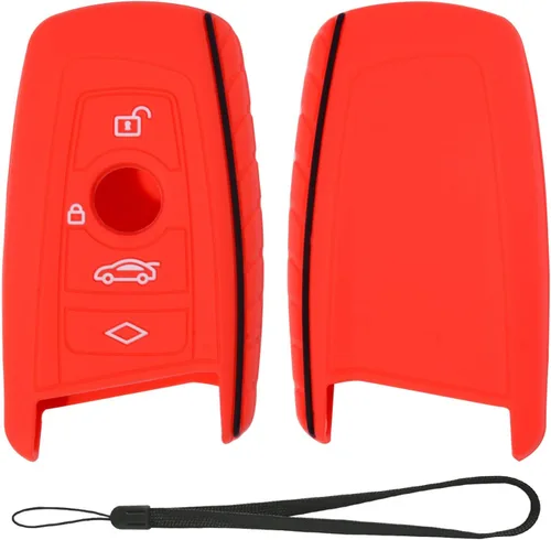 Miniatura 8 de Funda protectora de silicona compatible con BMW Trapezoid Style Key FOB - 3 botones y correa para la muñeca - Comprueba la configuración