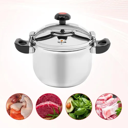 Miniatura 8 de Olla a presión de 11.62 cuartos de galón, olla a presión de acero inoxidable de gran capacidad con válvulas dobles, olla de estofado a presión