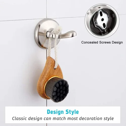 Miniatura 5 de Juego de accesorios de baño de 8 piezas (barra de toalla ajustable, anillo de toalla, soporte de papel higiénico, gancho para toalla), accesorios