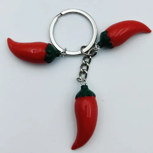 Miniatura 4 de Llavero de chile rojo con colgante de vegetales, llavero de pimienta