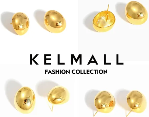 Miniatura 4 de KELMALL Chunky Gold Hoop Statement Earrings for Women, Thick 18K Gold Plated Open Hoop Lightweight 925 Sterling Silver Post