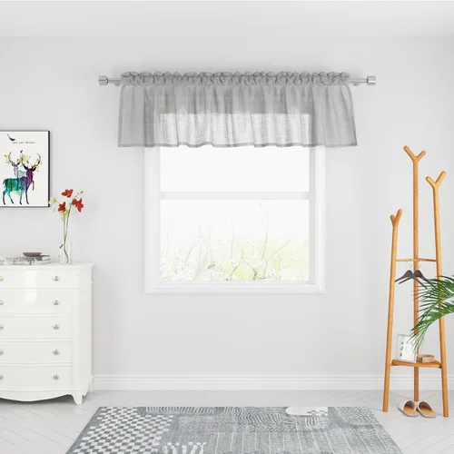 Miniatura 17 de UPOPO Paneles de Cortina Beige Pequeños Cortinas Transparentes de Gasa de 16 Pulgadas de Largo Cortinas de Cocina de Voile con Textura de Lino