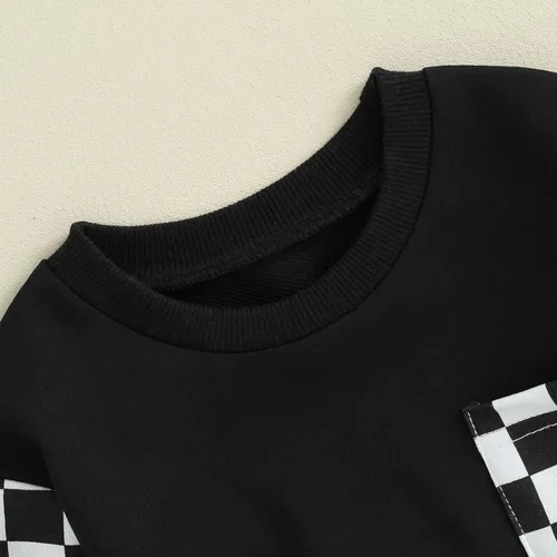 Miniatura 47 de Conjunto de ropa de otoño e invierno para bebé niño pequeño, sudadera de manga larga con colores contrastantes, pantalones elásticos para recién