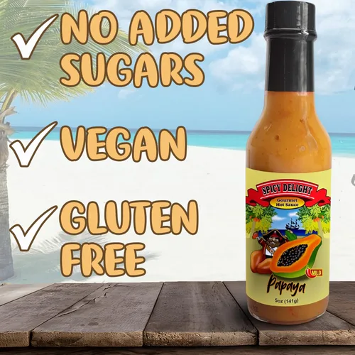 Miniatura 4 de Spicy Delight - Mejor salsa picante de Flavor Pirate, salsa picante de Aruba hecha con pimienta habanero, papaya y especias, salsa picante de papaya