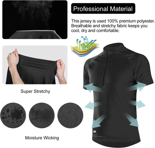 Miniatura 2 de INBIKE Maillots de ciclismo para hombre que absorbe la humedad, manga corta, secado rápido, camiseta de ciclismo de manga larga transpirable