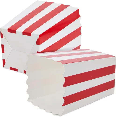 Miniatura 7 de BLUE PANDA Mini cajas de palomitas de maíz, paquete de 100, 3.3 x 5.6 pulgadas, 20 onzas, rayas rojas y blancas, contenedores de palomitas de maíz a