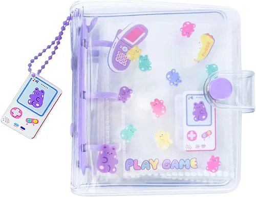 Miniatura 8 de 20 hojas, 40 bolsillos, 3 pulgadas, mini álbum de fotos en hojas sueltas, recargable, 3 anillos, carpeta transparente para tarjetas fotográficas