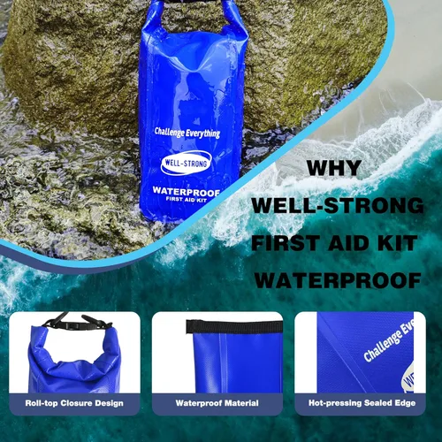 Miniatura 2 de Kit de Primeros Auxilios Impermeable con Tapa Enrollada para Barco, Kit de Emergencia con Contenidos Impermeables para Pesca, Kayak, Canotaje