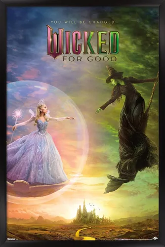 Miniatura 8 de Wicked: For Good (2025) - Póster de pared de una hoja de burbujas, 22.4 pulgadas de largo x 14.7 pulgadas de ancho, versión enmarcada de madera