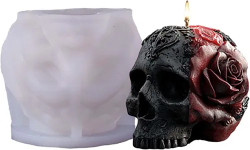 Miniatura 3 de Moldes de cilindro de fantasma de mano de calavera de Halloween, molde de vela en espiral de onda de silicona, moldes de fundición de resina