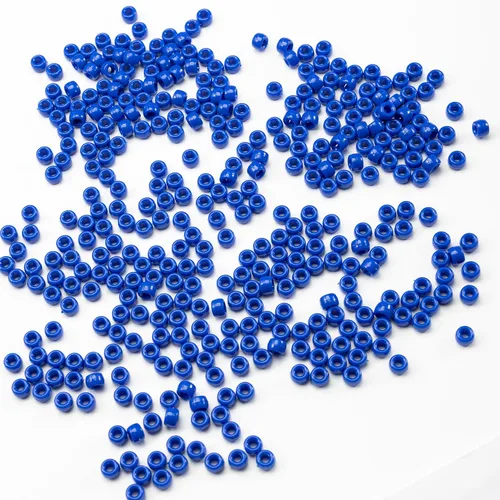Miniatura 5 de 1000 piezas de cuentas de pony acrílicas de un solo color de 6 x 9 mm a granel para hacer joyas, aretes, trenzado de cabello Azul Oscuro