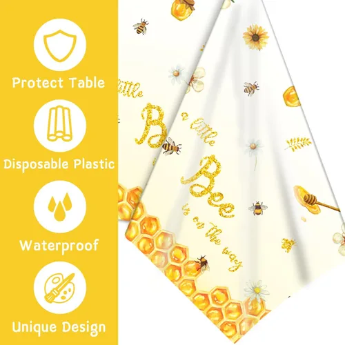 Miniatura 3 de 3 manteles y decoraciones con diseño de abejas pequeñas, manteles rectangulares de plástico desechables para niños y niñas, fiestas temáticas