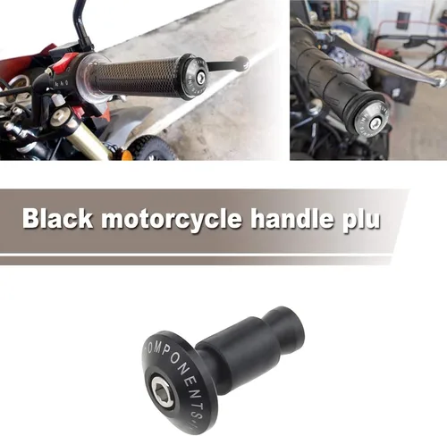 Miniatura 2 de Par de tapas de enchufe de manillar de motocicleta de 0.866 in con tornillos, tubos de expansión, llave hexagonal, color negro, universal