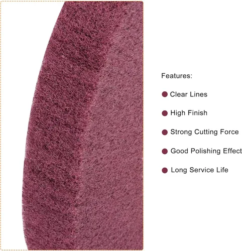 Miniatura 3 de uxcell Rueda de pulido no tejida de grano 320 de 5.906 in x 0.984 in, rueda de pulido abrasiva de alambre de nailon para acero inoxidable, cobre rojo