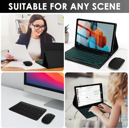 Miniatura 3 de LAMA Funda con teclado retroiluminado con mouse para Samsung Galaxy Tab S10 Lite/S10 FE/S9 FE de 10.9 pulgadas, funda delgada con teclado y mouse
