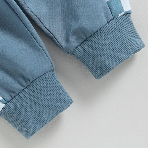 Miniatura 21 de Ropa de bebé niño 3 6 9 12 18 24M 3T Conjunto de pantalones con capucha patchwork sudadera con capucha pantalones de rayas traje de otoño invierno