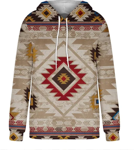 Miniatura 36 de Sudaderas con capucha azteca occidental para mujer, sudaderas de manga larga con gráficos vintage, camisetas de vaquera, ropa 2023