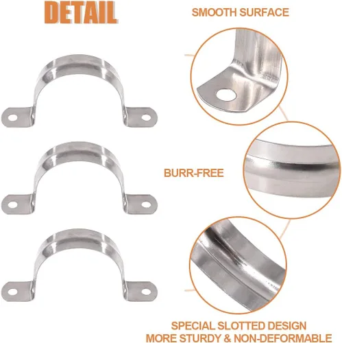 Miniatura 5 de Keadic 30 Uds M32 Dos Agujeros Correa U Soporte Tubo Correa Tensión Clips Acero Inoxidable Resistente Tubo Rígido Abrazadera