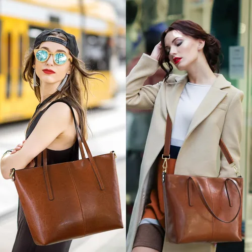 Miniatura 2 de Bolso de mano de cuero genuino para mujer con cremallera, bolsos de hombro grandes para mujer, bolsos cruzados de diseñador, bolso con asa superior