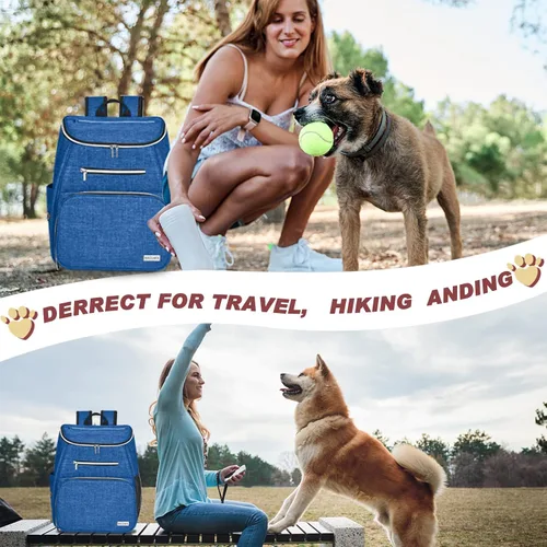 Miniatura 6 de BAGLHER Mochila de viaje para perros, mochila de suministros para mascotas aprobada por aerolíneas, bolsa de viaje para perros con 2 cuencos Azul