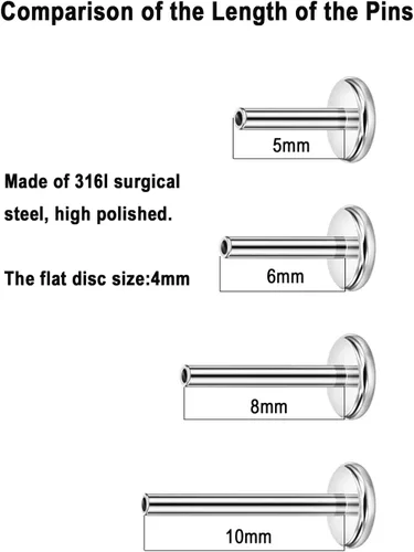 Miniatura 4 de FANSING 316L Surgical Steel Threadless Push Pin Birthday Stone Labret Studs 18g