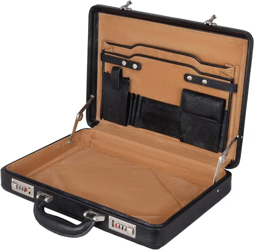 Miniatura 8 de DA LV - Maletín de cuero de grano completo para hombre, bolsa para laptop de negocios, bolsa de cuero hecha a mano importada, adjunta, regalos