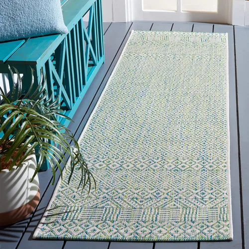 Miniatura 46 de SAFAVIEH Alfombra lavable al aire libre, colección Courtyard - 2'3" x 5', gris y negro, no desprende pelusa y fácil limpieza, ideal para patio