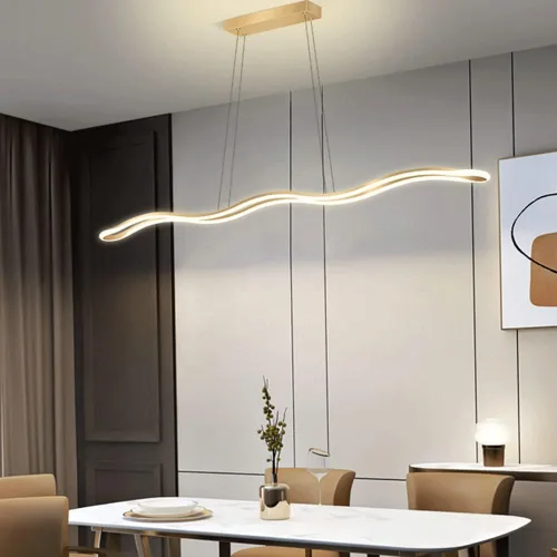 Miniatura 6 de Luces colgantes lineales retro nórdicas 3000 K luz cálida para colgar en el techo, lámpara de araña de altura ajustable para comedor, isla de cocina