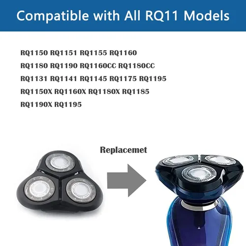 Miniatura 3 de Cabezales de repuesto RQ11 compatibles con Philips RQ11 repuesto 1150X 1160X 1170X 1180X, compatibles con Norelco Rq11 nueva afeitadora eléctrica